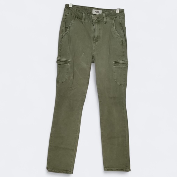 PAIGE Jolie Khaki Green Slim Cotton Cargo Ankle Utility Pants SZ 26 - Picture 5 of 15